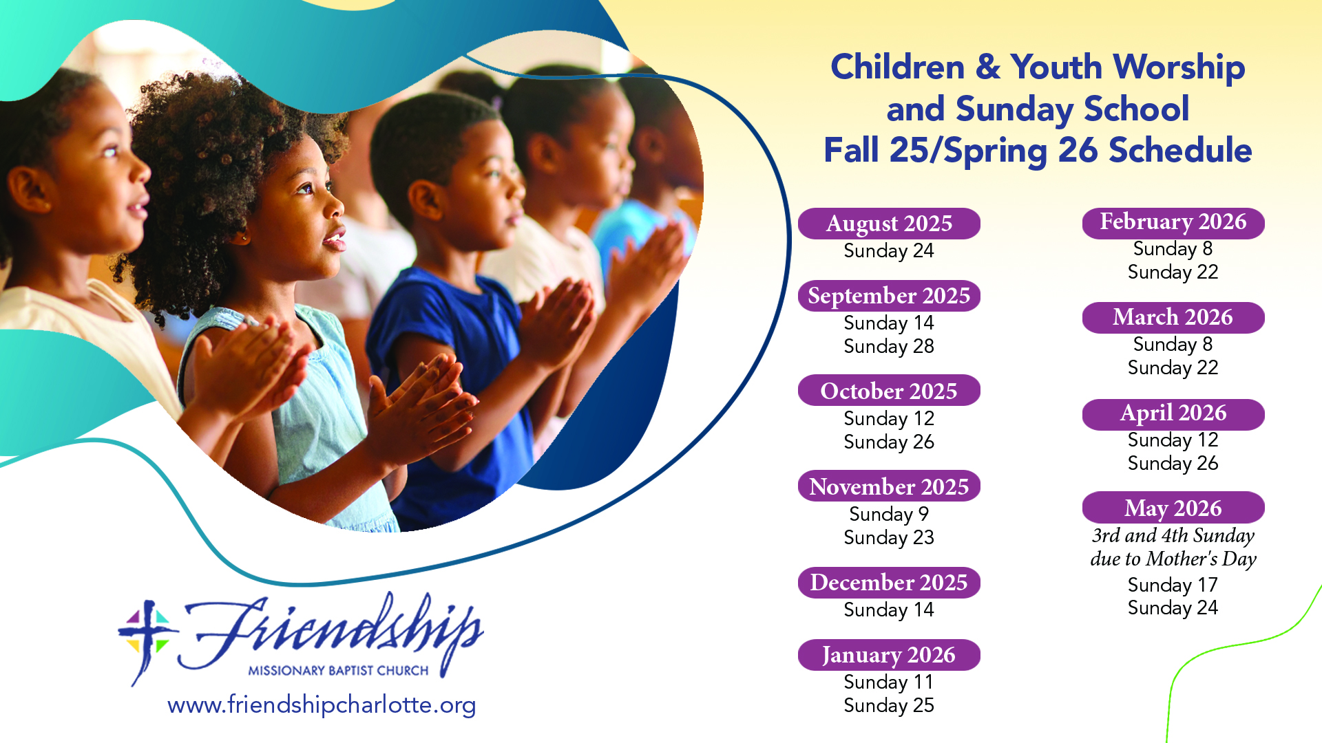 Children & Youth Worship and Sunday School
